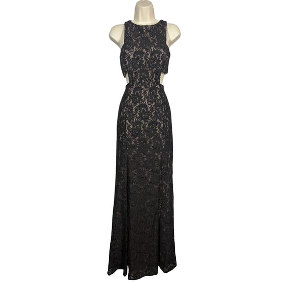Morgan & Co. High Neck Formal Dress Cutout Maxi Floor Lace Sequin Event- 7/8 - Picture 13 of 13